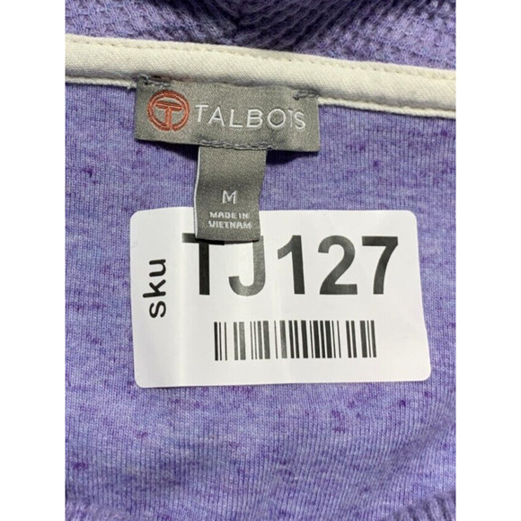 T by Talbots Sweater Women Size M Blue Pullover Cowl Neck Cotton Long Sleeves - Picture 9 of 14